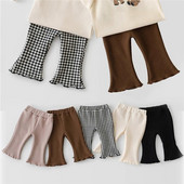 Proljetne dječje hlače za novorođenče, čizmice za djevojčice 0-5 godina, široke hlače, karirane pamučne, elegantne ulične odjeće, dječje dječje hlače