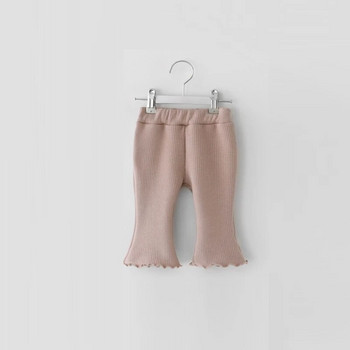 Пролетни бебешки панталони за новородени момичета, кройка на ботуши 0-5 години, панталони с разкроени панталони, едноцветни карирани памучни елегантни улични детски панталони