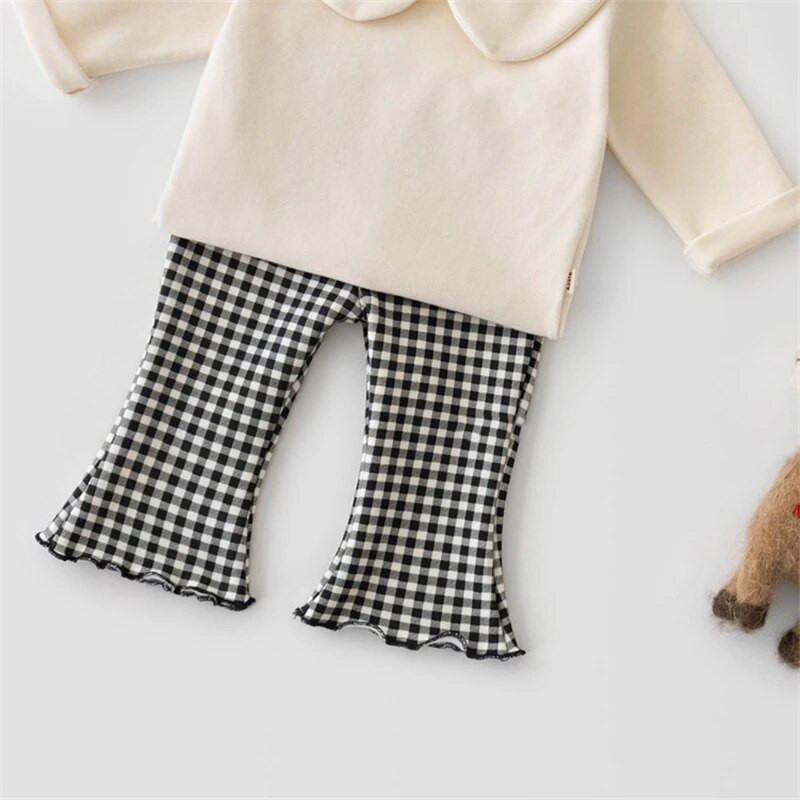 Proljetne dječje hlače za novorođenče, čizmice za djevojčice 0-5 godina, široke hlače, karirane pamučne, elegantne ulične odjeće, dječje dječje hlače