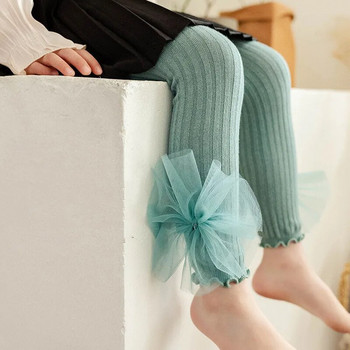 1 до 8 години, пролет, есен, детски клинове за момичета Пенирани памучни рипсени клинове Бебешки меки плетени панталони с голяма дантела Детски дрехи