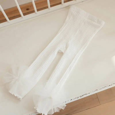 1 līdz 8 gadi pavasaris rudens bērniem legingi meitenēm, ķemmētas kokvilnas rievotas legingi, mīkstas, lielas mežģīņu bantes, trikotāžas bikses, bērnu apģērbi