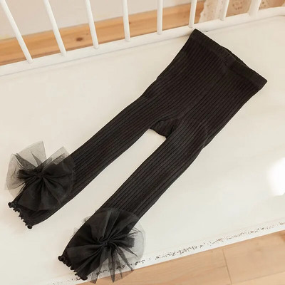 1 līdz 8 gadi pavasaris rudens bērniem legingi meitenēm, ķemmētas kokvilnas rievotas legingi, mīkstas, lielas mežģīņu bantes, trikotāžas bikses, bērnu apģērbi