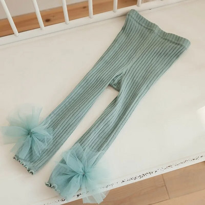 1 līdz 8 gadi pavasaris rudens bērniem legingi meitenēm, ķemmētas kokvilnas rievotas legingi, mīkstas, lielas mežģīņu bantes, trikotāžas bikses, bērnu apģērbi