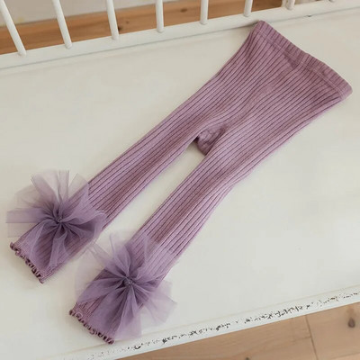 1 līdz 8 gadi pavasaris rudens bērniem legingi meitenēm, ķemmētas kokvilnas rievotas legingi, mīkstas, lielas mežģīņu bantes, trikotāžas bikses, bērnu apģērbi