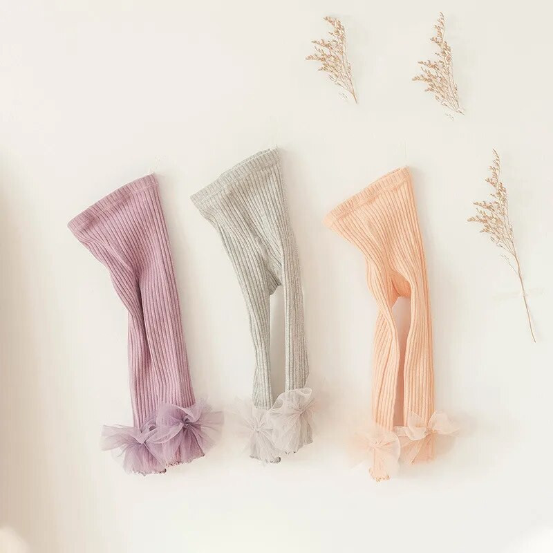 1 līdz 8 gadi pavasaris rudens bērniem legingi meitenēm, ķemmētas kokvilnas rievotas legingi, mīkstas, lielas mežģīņu bantes, trikotāžas bikses, bērnu apģērbi