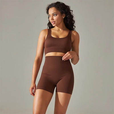 Para Praia 2PCS Ženski bešavni set za jogu Komplet za teretanu Seksi grudnjak Sportske kratke hlače Odjeća za vježbanje Odjeća za trčanje Odjeća za teretanu Sportsko odijelo