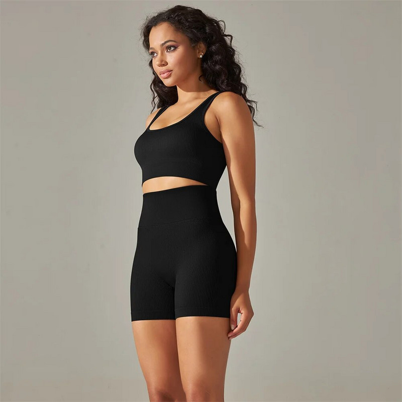 Para Praia 2PCS Ženski bešavni set za jogu Komplet za teretanu Seksi grudnjak Sportske kratke hlače Odjeća za vježbanje Odjeća za trčanje Odjeća za teretanu Sportsko odijelo