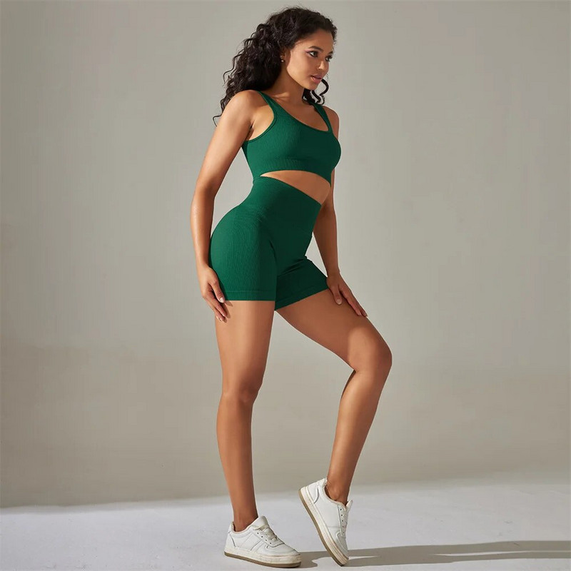 Para Praia 2PCS Ženski bešavni set za jogu Komplet za teretanu Seksi grudnjak Sportske kratke hlače Odjeća za vježbanje Odjeća za trčanje Odjeća za teretanu Sportsko odijelo