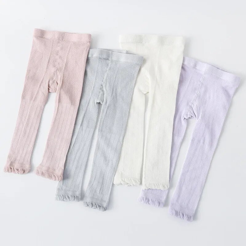 Újszülött bébi harisnyanadrág nyári hálós fodros pamut baba lány harisnya tömör kisgyermek csecsemő táncos harisnya 0-6 éves korig tavaszi PP nadrág