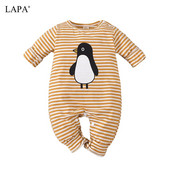 LAPA 0 līdz 3 gadus veci bērnu apģērbi Kokvilnas garās piedurknes svītraini visu sezonu 1 gabals unisex karikatūra rompers kombinezoni
