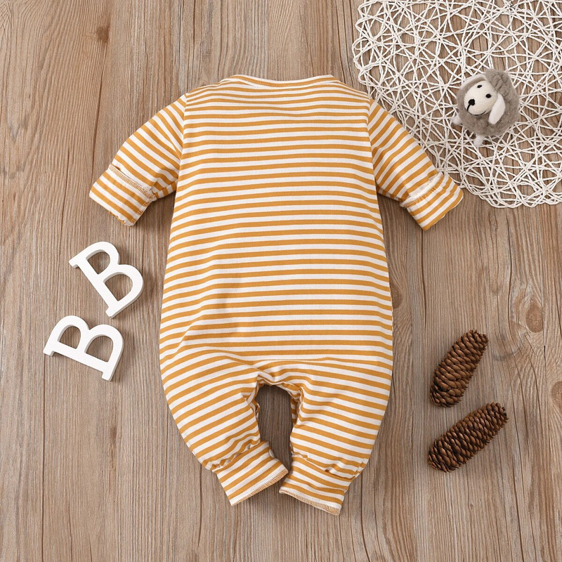 LAPA 0 līdz 3 gadus veci bērnu apģērbi Kokvilnas garās piedurknes svītraini visu sezonu 1 gabals unisex karikatūra rompers kombinezoni