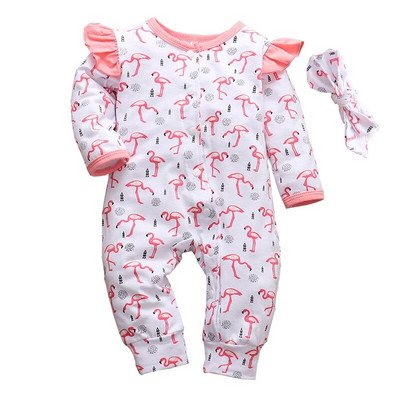 Kevad-sügis vastsündinu tüdrukute riidekomplekt Moodne Leopard Romper + peapael imiku pikkade varrukatega kombinesoon, 2 tk väikelaste riided