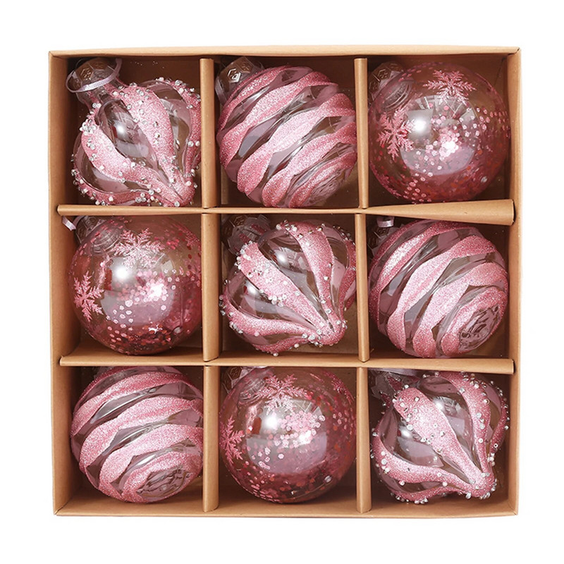 9PCS Božićna kuglica od 8 cm Novogodišnja Navidad privjesak Ukrasi za božićno drvce Noel Navidad Božićna rasprodaja kućnog dekora