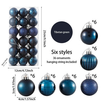 36 kom/kutija 4 CM svjetlucave božićne kuglice Božićno drvce Viseće kuglice s pandentom Ružičasto Zlatno Srebrno Zeleno Crveno Plavo Novogodišnji božićni ukrasi