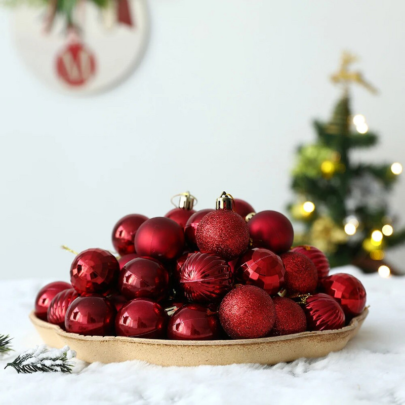 36 kom/kutija 4 CM svjetlucave božićne kuglice Božićno drvce Viseće kuglice s pandentom Ružičasto Zlatno Srebrno Zeleno Crveno Plavo Novogodišnji božićni ukrasi
