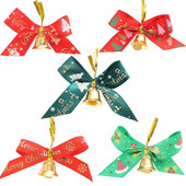 Božićna mašna sa zvončićima od 10 komada. Božićna mini crveno-zelena mašna. Poklon ukras. Božićno drvce. Viseći dekor. Blagdanska dekoracija.