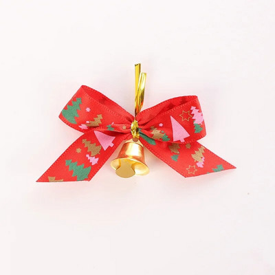 Božićna mašna sa zvončićima od 10 komada. Božićna mini crveno-zelena mašna. Poklon ukras. Božićno drvce. Viseći dekor. Blagdanska dekoracija.