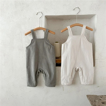 2023 Пролет Бебе момче Полски панталони Детски широки панталони + раирана тениска за момиченце Дрехи Едноцветен гащеризон за новородени