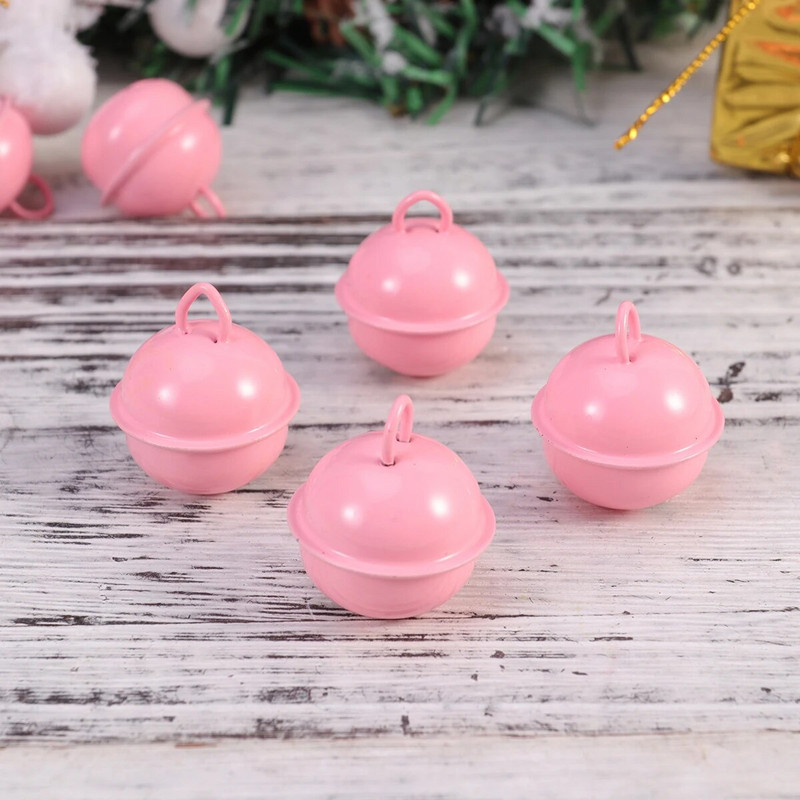 50gab 22mm krāsaini metāla zvaniņi apaļi mini zvani Ziemassvētku eglītes piekaramie kuloni DIY amatniecības festivāla ballīšu dekorēšana