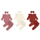 Hlače s volanima za novorođenčad, djevojčice + hlače tajice + traka za glavu s mašnom, 3 komada odjeće za djevojčice Komplet odjeće za djevojčice