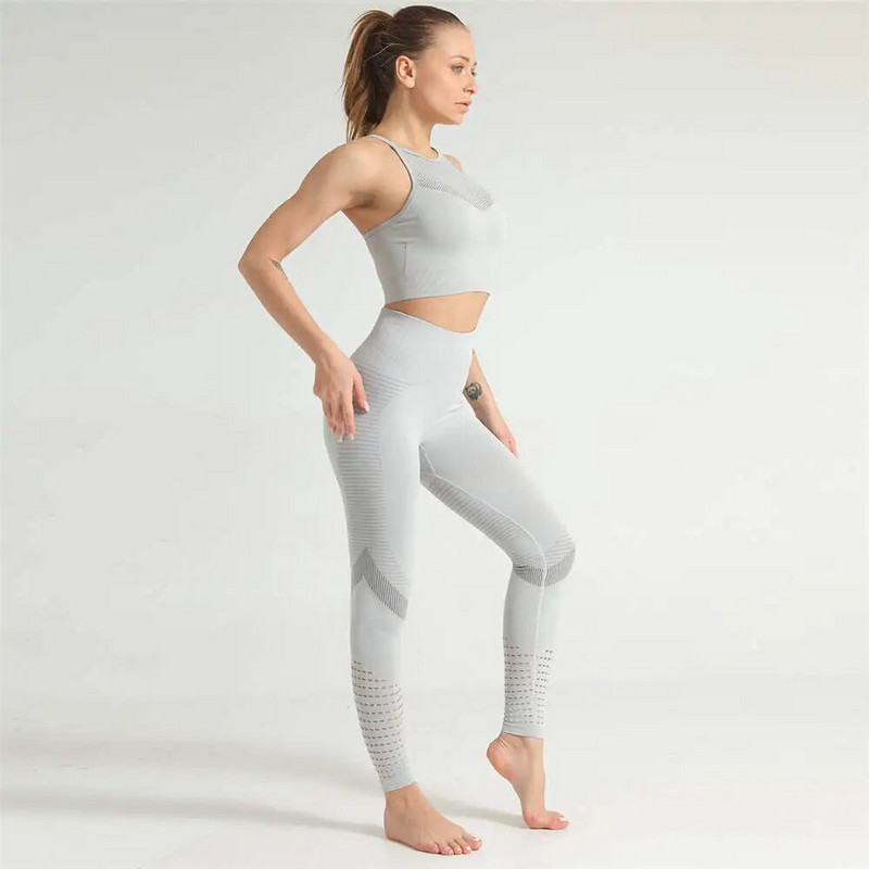 Sieviešu fitnesa legingi + veste Sieviešu treniņu apģērbs skriešanas sporta zāle sporta tērpi skriešanas jogas komplekts vingrošanas treniņtērps krūšturis + bikses
