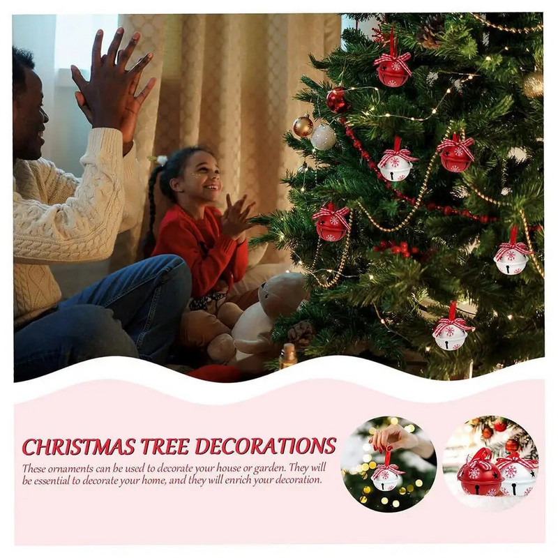 1/12 komada Božićno metalno veliko zvono Dekoracija doma Snježna pahuljica Željezni umjetnički privjesak Crveno Bijelo Zeleno Božićno drvce Ukras 4 cm Šareno Novo