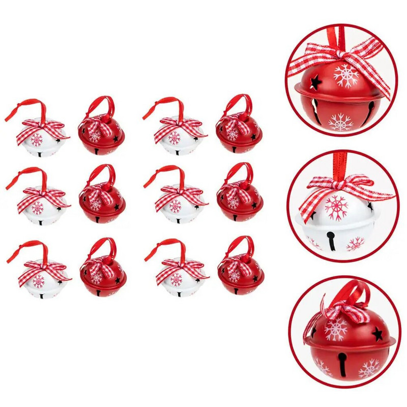 1/12 komada Božićno metalno veliko zvono Dekoracija doma Snježna pahuljica Željezni umjetnički privjesak Crveno Bijelo Zeleno Božićno drvce Ukras 4 cm Šareno Novo