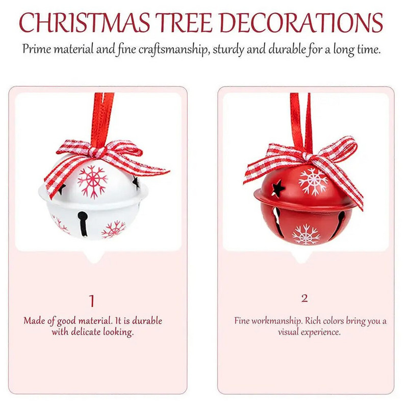1/12 komada Božićno metalno veliko zvono Dekoracija doma Snježna pahuljica Željezni umjetnički privjesak Crveno Bijelo Zeleno Božićno drvce Ukras 4 cm Šareno Novo