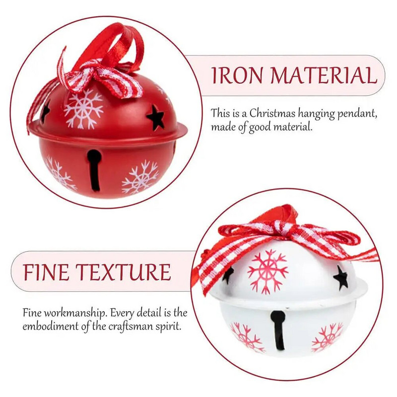 1/12 komada Božićno metalno veliko zvono Dekoracija doma Snježna pahuljica Željezni umjetnički privjesak Crveno Bijelo Zeleno Božićno drvce Ukras 4 cm Šareno Novo