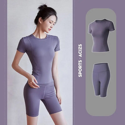 Sieviešu fitnesa šorti + labākie treniņu apģērbi treniņiem sporta zāle, skriešanas jogas komplekts, vingrinājums, kultūrisms, sporta tērpi, treniņtērpi