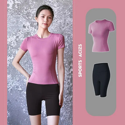 Sieviešu fitnesa šorti + labākie treniņu apģērbi treniņiem sporta zāle, skriešanas jogas komplekts, vingrinājums, kultūrisms, sporta tērpi, treniņtērpi