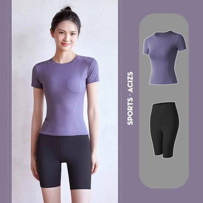 Sieviešu fitnesa šorti + labākie treniņu apģērbi treniņiem sporta zāle, skriešanas jogas komplekts, vingrinājums, kultūrisms, sporta tērpi, treniņtērpi