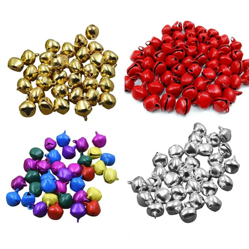 100 komada Božićna zvona jarkih boja od 6 mm, privlačna metalna zvona za vjetar, izrada ukrasnih zvona za zabavu
