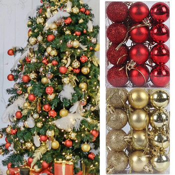 34 бр./лот Цветни коледни топки Орнаменти за коледно дърво Топки за коледно дърво Kerst Navidad Natal Decorations Подарък за Нова година 2021