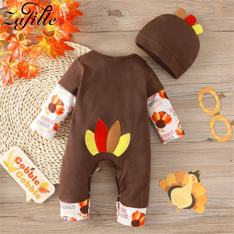 ZAFILLE First Thanksgiving Baby Outfits Patchwork Kombinezon za novorođenčad Odjeća za djevojčice Pureća beba gaćice Kostim za dječake