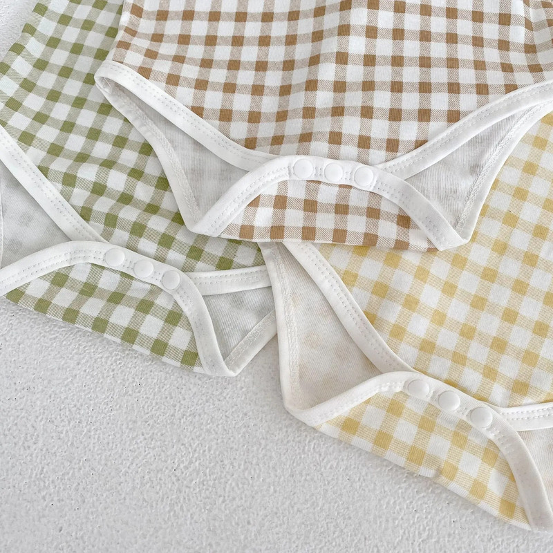 0-24M újszülött baba nadrág gyerek baba fiú lányok nyári ruhák ujjatlan kockás body Aranyos édes pamut jumpsuit outfit