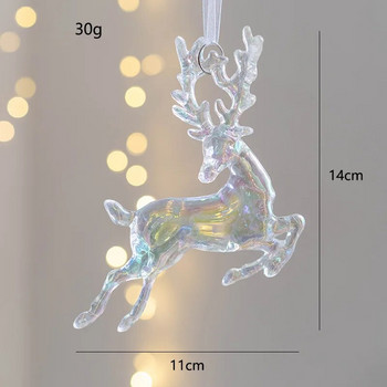 Коледна украса Акрилни кристални звънчета за карета Elk Butterfly Коледно дърво Орнаменти за лед Коледно парти Декор Velas