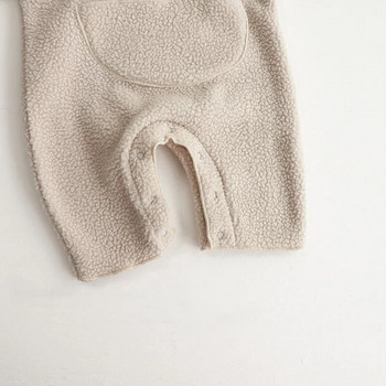 0-24M Зимни дрехи за новородени бебета, момчета, момичета, дебели топли бебешки гащеризони с качулка, поларени гащеризони с дълъг ръкав New Born Outfit