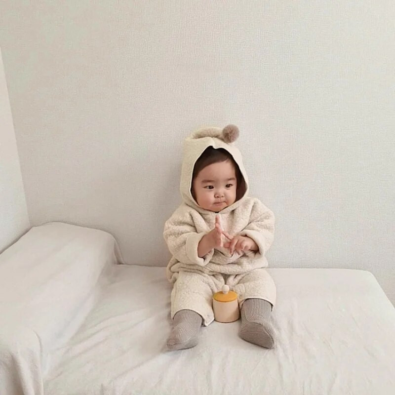 0-24M Zimska odjeća za novorođenčad, dječake, djevojčice, debele tople dječje štrample s kapuljačom i dugim rukavima od flisa, kombinezon za novorođenče