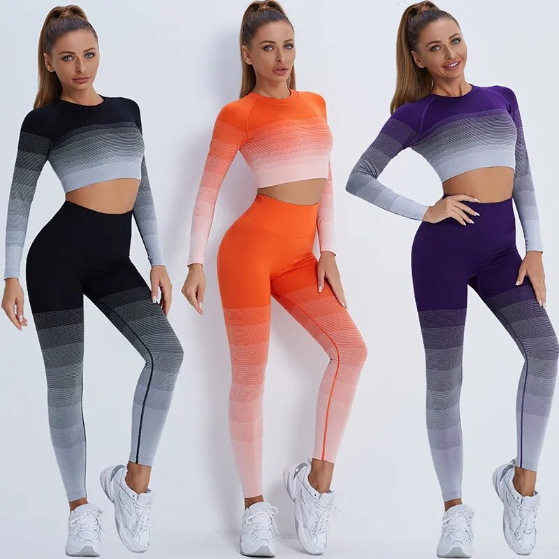 Bešavni set za jogu s gradijentom bojanja kravate Ženski sportski set Odjeća za vježbanje Sportska odjeća Odjeća za teretanu Odijelo Ropa Deportiva Mujer