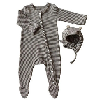 0-24M Новородено дете Момчета Зимни дрехи Памучен гащеризон с дълъг ръкав Сладък сладък гащеризон Бебешко облекло
