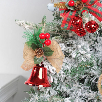 Χριστουγεννιάτικο κουδούνι αξεσουάρ Κρεμαστό DIY Κρεμαστό χριστουγεννιάτικο δέντρο Φιόγκος κουκουνάρι Καμπάνα δέντρο επάνω Διακόσμηση μενταγιόν τοίχου