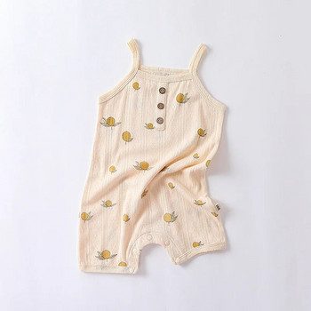 0-24M Новородено дете Момчета Дрехи за момичета Летен памучен бебешки гащеризон без ръкави Сладко сладко новородено облекло