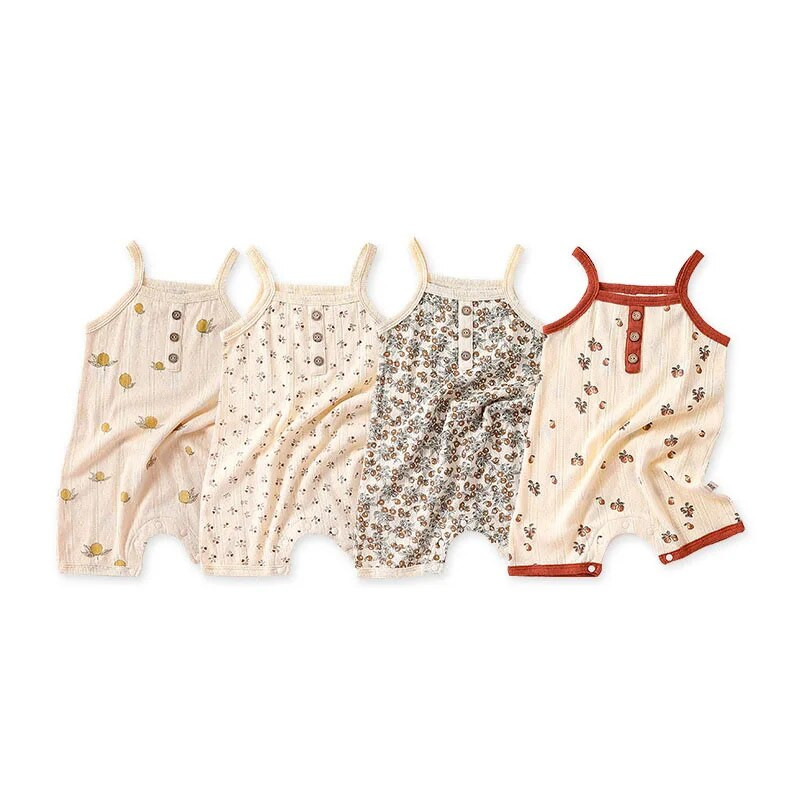 0-24 M Jaundzimušais Zēniem Zēniem Meiteņu drēbes Vasaras kokvilnas zīdaiņu bikses bez piedurknēm Kombinezons jauks, salds jaundzimušo apģērbs