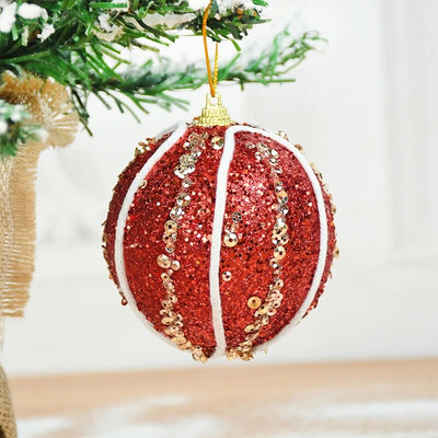 2/4 kom 8 cm božićni ukrasi s kuglicama, svjetlucavi božićno drvce, viseće kuglice, privjesak za božićnu zabavu, kućni dekor, novogodišnji Navidad poklon