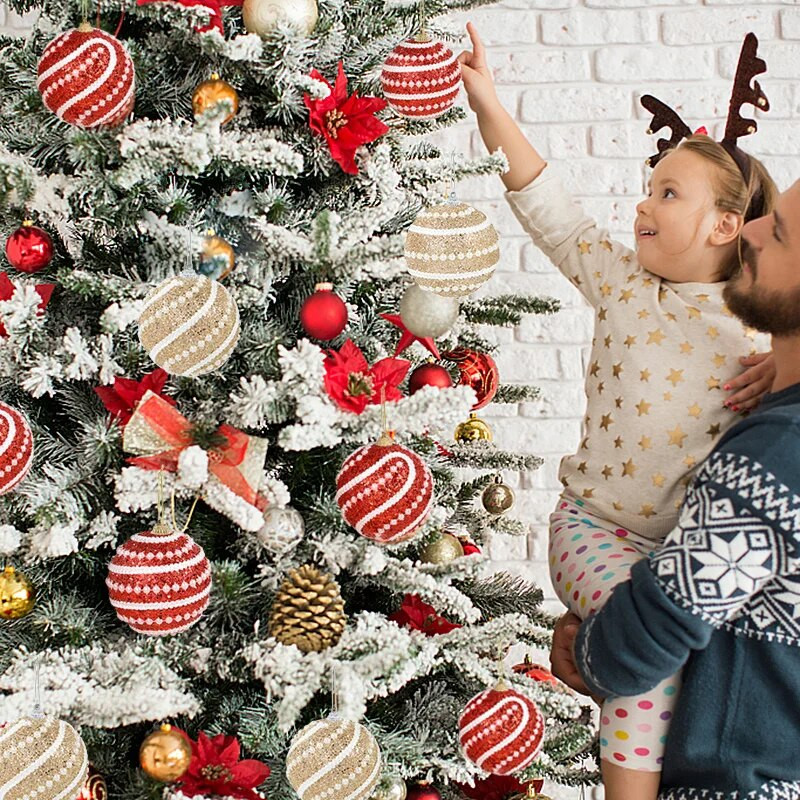 2/4 kom 8 cm božićni ukrasi s kuglicama, svjetlucavi božićno drvce, viseće kuglice, privjesak za božićnu zabavu, kućni dekor, novogodišnji Navidad poklon