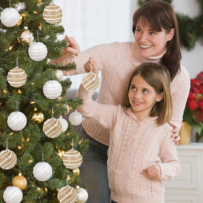 2/4 kom 8 cm božićni ukrasi s kuglicama, svjetlucavi božićno drvce, viseće kuglice, privjesak za božićnu zabavu, kućni dekor, novogodišnji Navidad poklon
