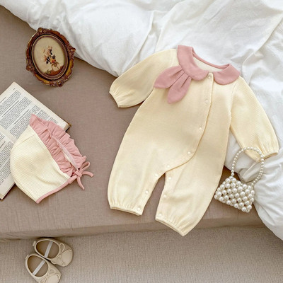 0-24M Novorođenčad, djevojčica, jesen, zimska odjeća, kombinezon s dugim rukavima, slatki pamučni kombinezon sa šeširićem, topli kostim za bebe