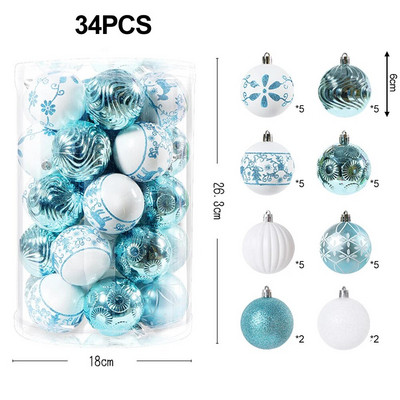 1 kutija Božićne kuglice Ukrasi za božićno drvce Kuglica Božićno viseće drvce Privjesci Dekoracija za kućnu zabavu Novogodišnji dar 2023. Noel Navidad