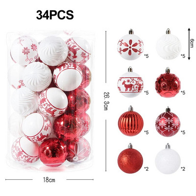 1 kutija Božićne kuglice Ukrasi za božićno drvce Kuglica Božićno viseće drvce Privjesci Dekoracija za kućnu zabavu Novogodišnji dar 2023. Noel Navidad